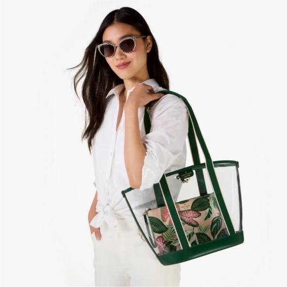 ♠️kate spade Clare See Through Fern Foliage Tote, Green NWT - Picture 15 of 15